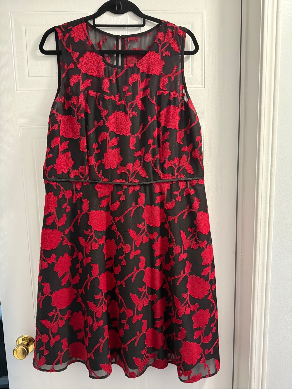 Ricki's Black Sleeveless Dress with Red Floral Embroidery